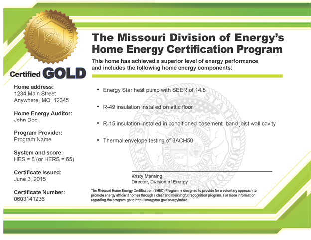 Missouri’s Home Energy Certification Program